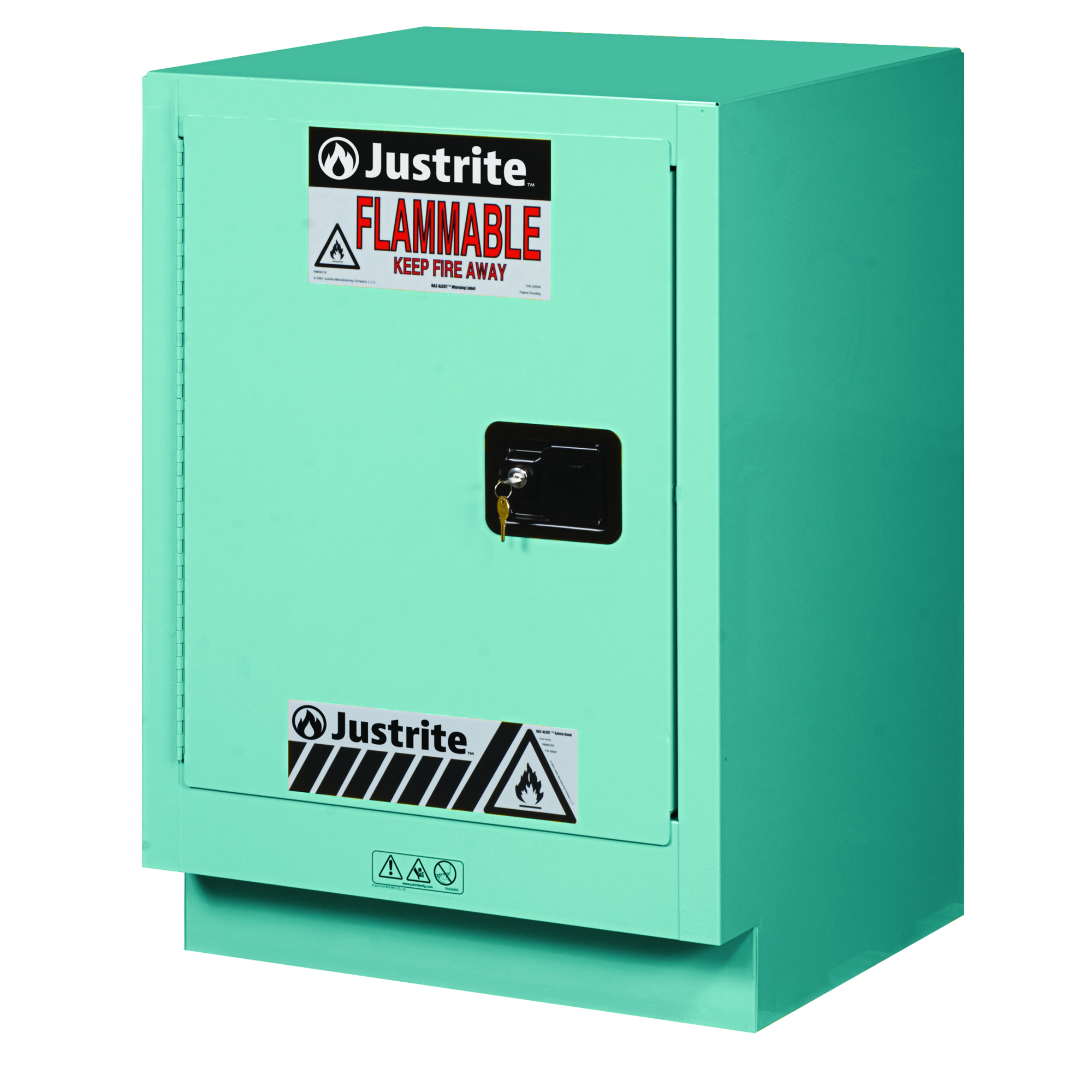 Justrite ChemCor Under Fume Hood Corrosives/Acids Safety Cabinet — 15 Gal., 1 Shelf, Self-Close Left Door, Blue, Model# 8825322